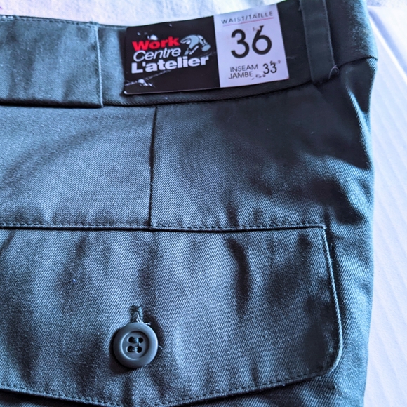 VTG Dark Green Cotton Blend Straight Leg Work Pants. Mens 36 Waist x 33 L. HP! - Picture 2 of 10